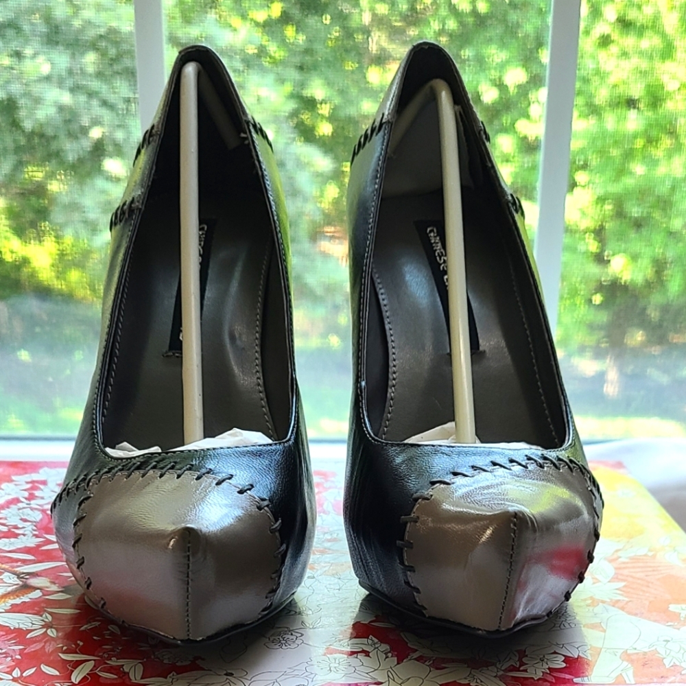 Chinese Laundry Elegant Black and Gray Women's Real Leather Sz 8.5M